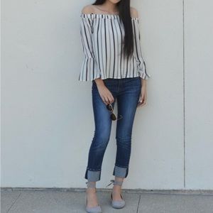 Striped off shoulder top